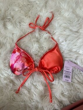 wild fable Coral Pink Floral Triangle Bikini Top